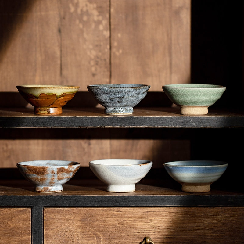 Hatsuichi Shino Ware Handcrafted Rokkyaku Tea Cups Set