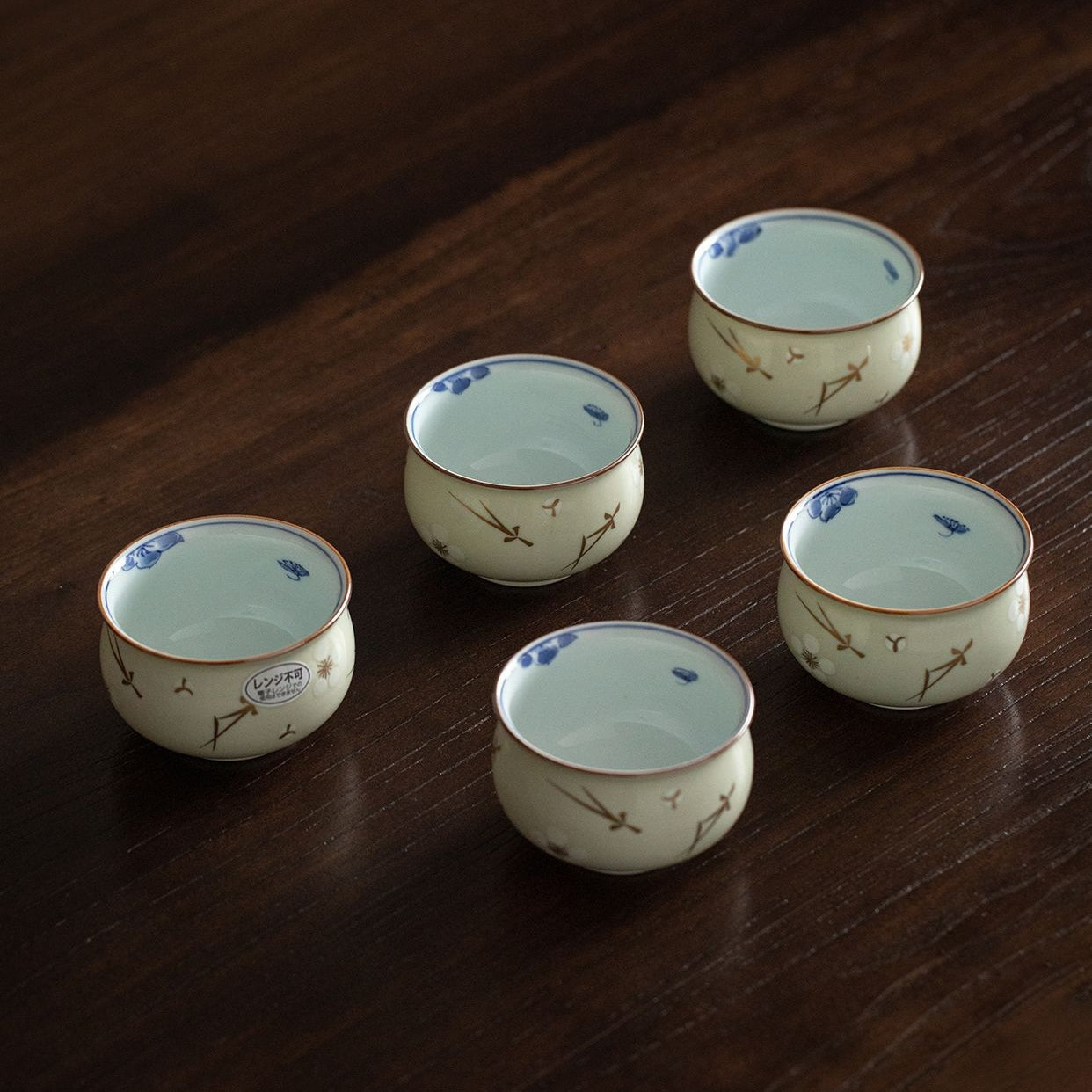 Arita Ware Kinro Ceramic Teacup Set of Five