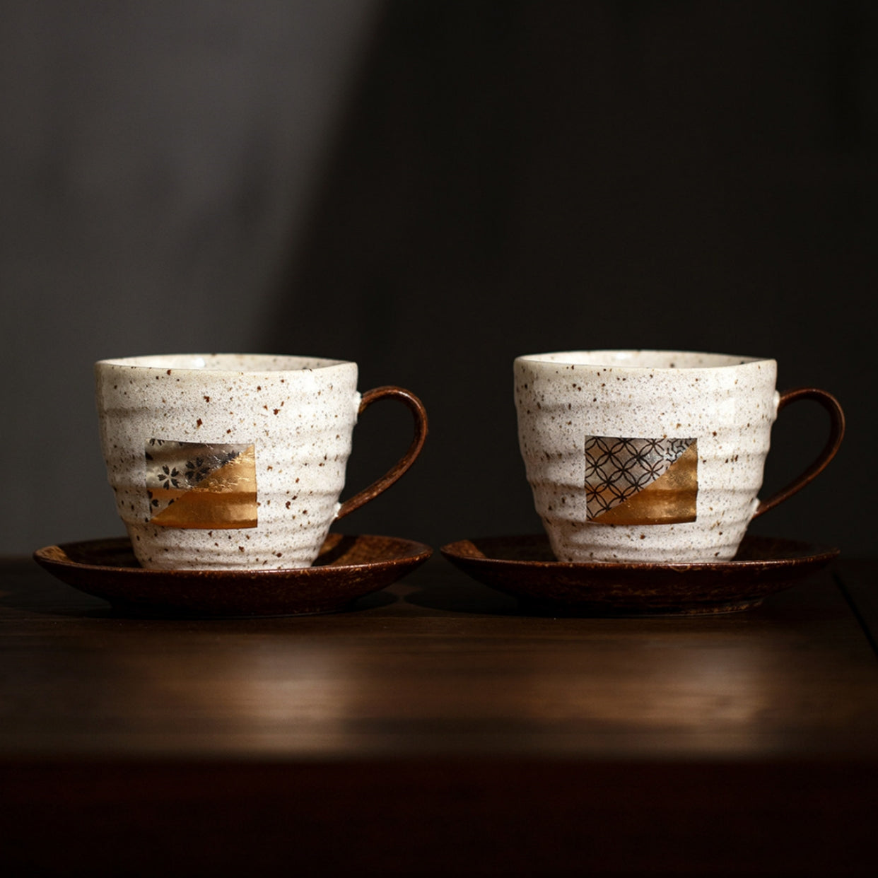 Shushi Gold And Silver Foil Ceramic Mug Pair