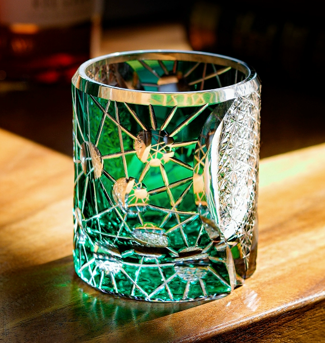 Edo Kiriko Handcrafted Night Jewel Whisky Glass With Wooden Box