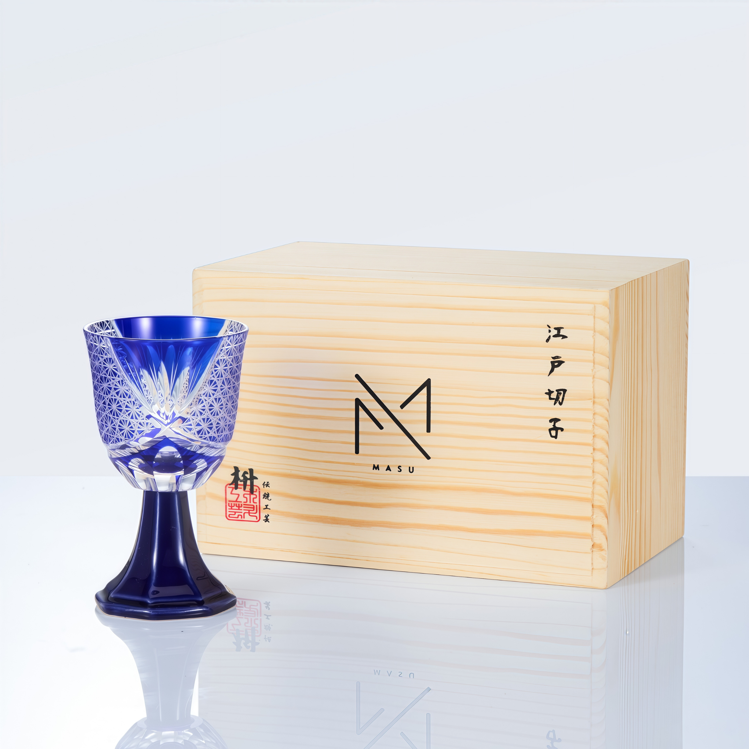 Edo Kiriko Handcrafted Hanabishi Goblet Glass Collection