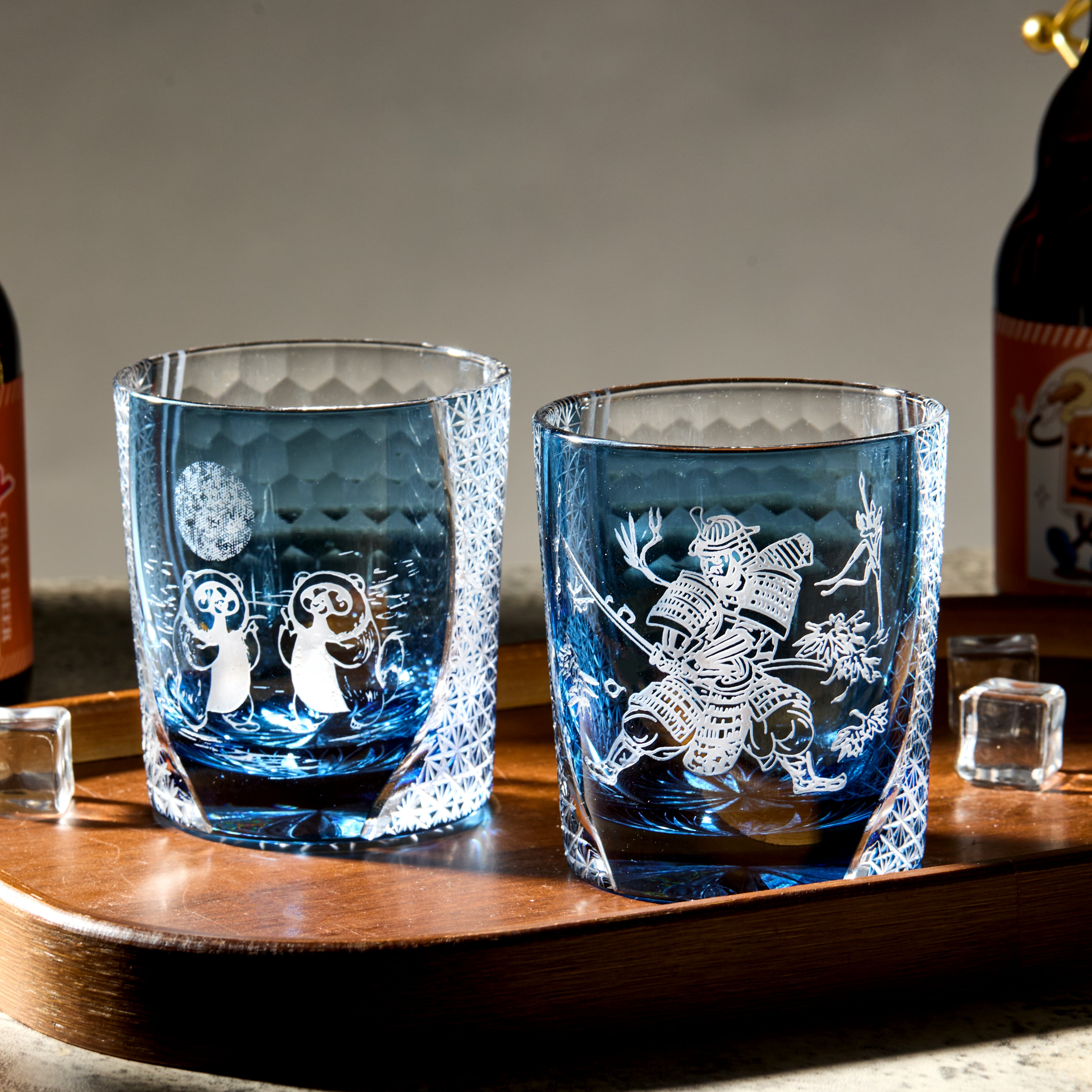 Edo Kiriko Handcrafted Aoi Monogatari Whisky Glass Collection