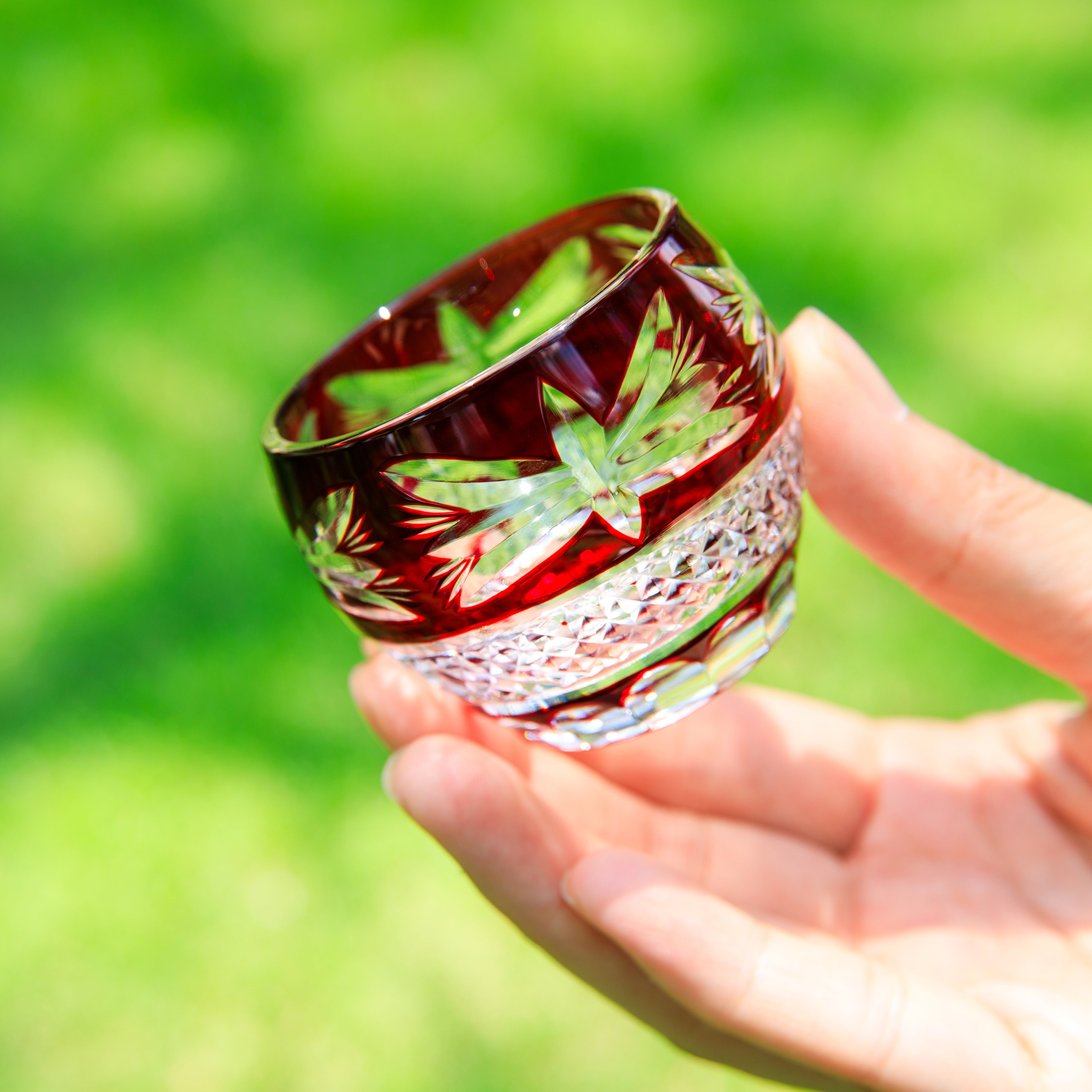 Edo Kiriko Handcrafted Akebono Guinomi Sake Glass Collection