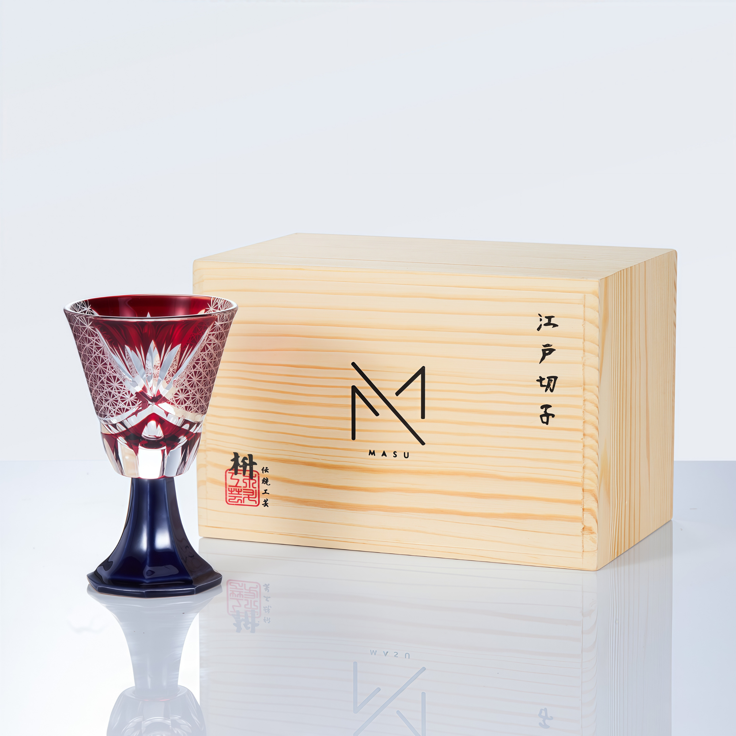 Edo Kiriko Handcrafted Hanabishi Goblet Glass Collection