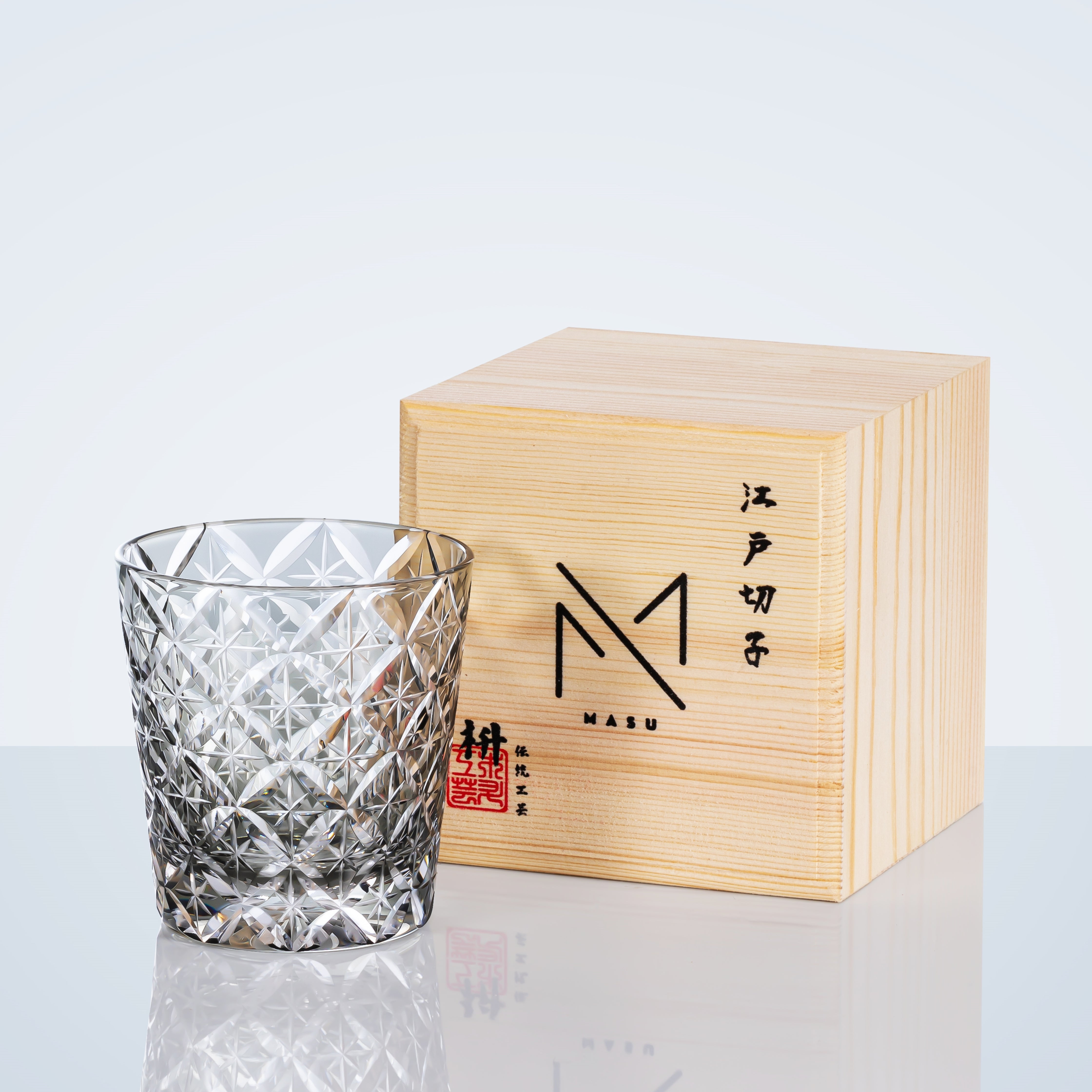 Edo Kiriko Handcrafted Asanoha Star Whisky Glass With Wooden Box