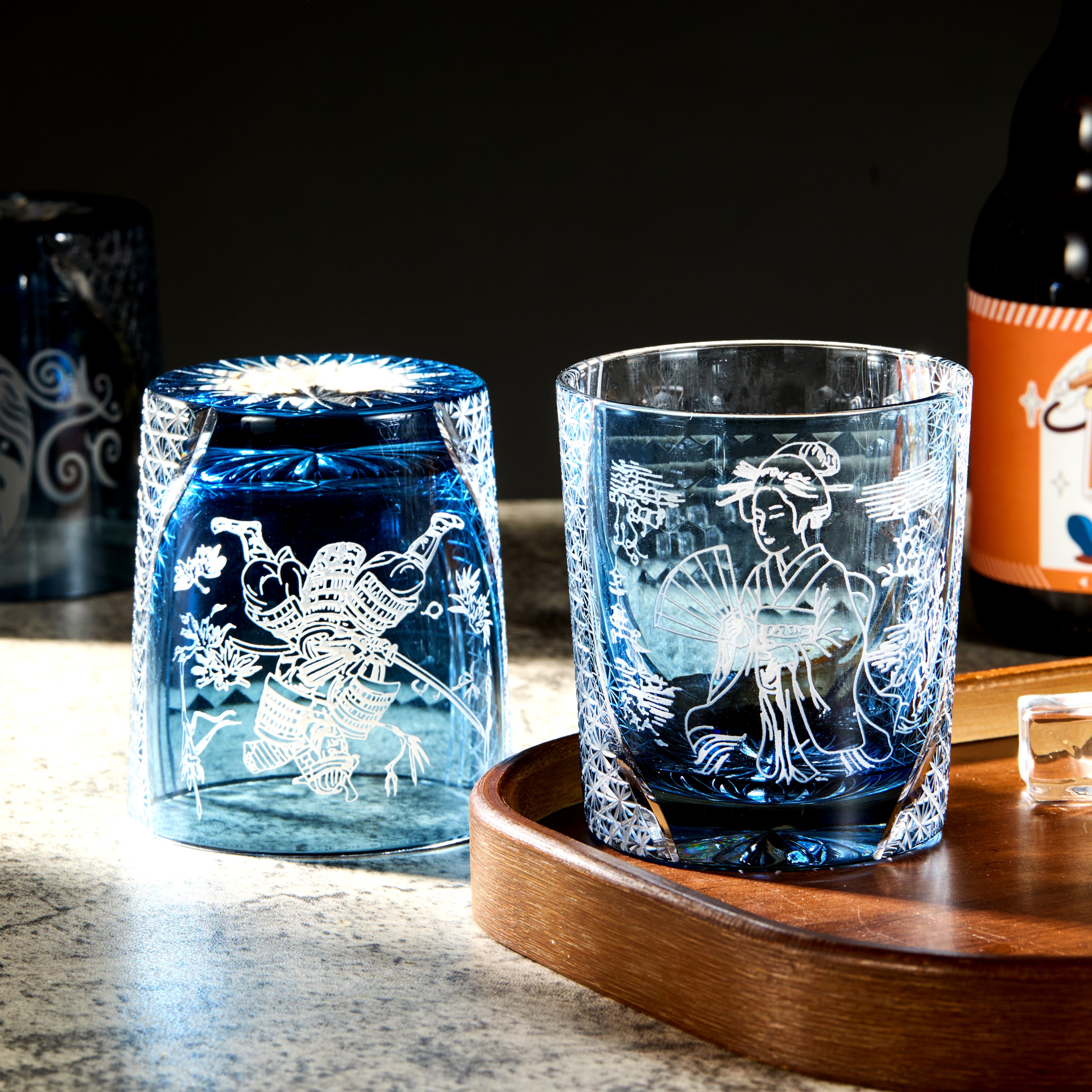 Edo Kiriko Handcrafted Aoi Monogatari Whisky Glass Collection