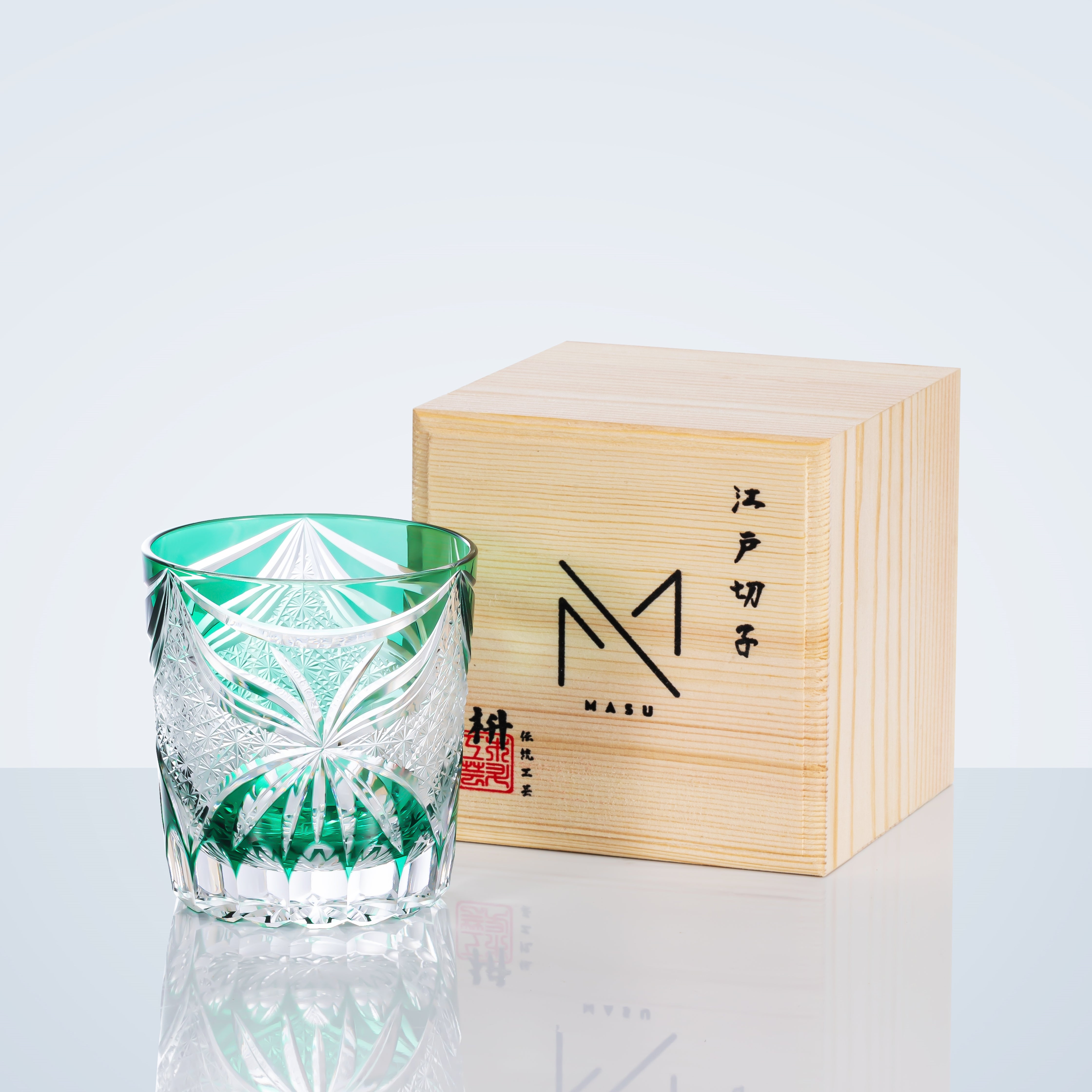 Edo Kiriko Handcrafted Lepidoptera Whisky Glass With Wooden Box