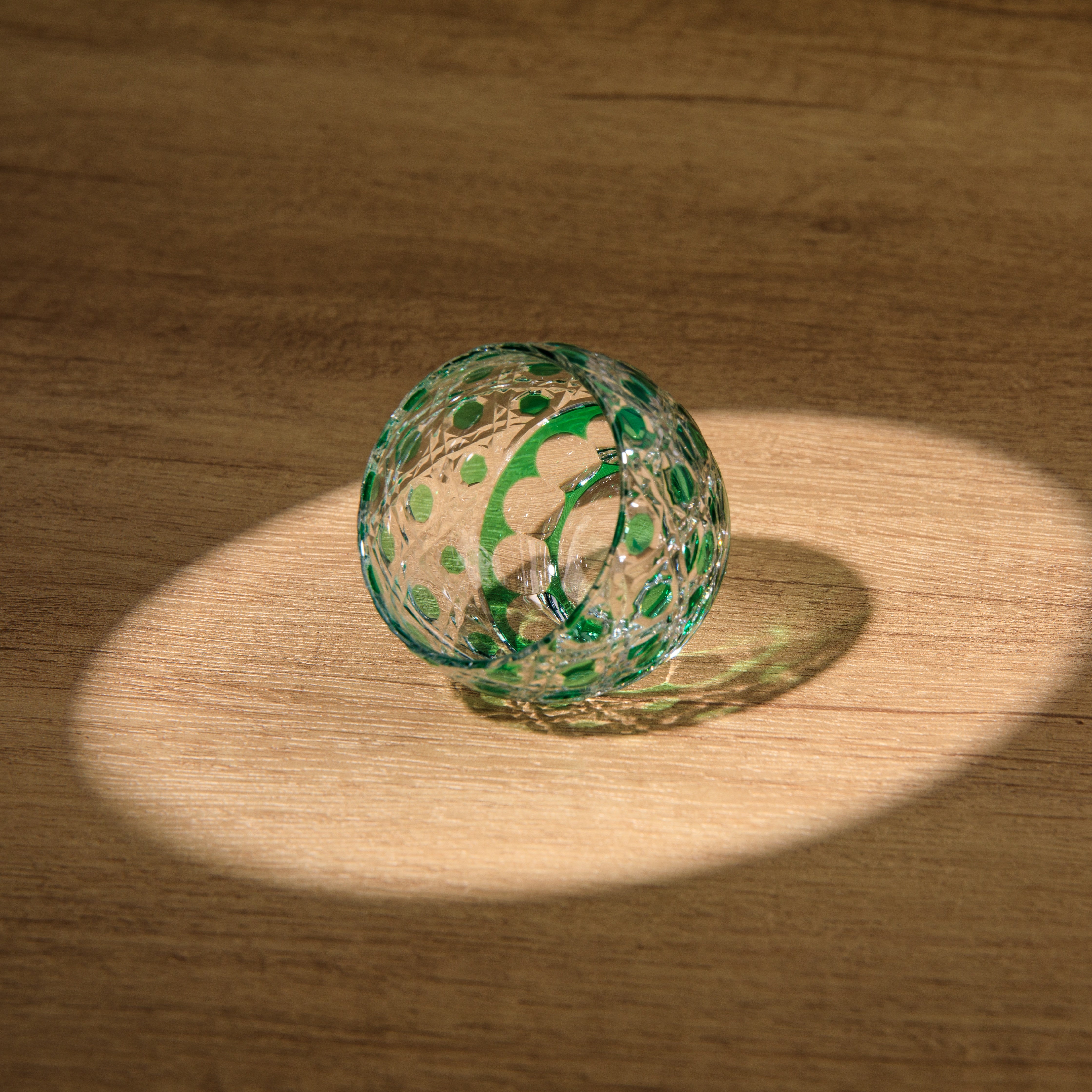 Edo Kiriko Handcrafted Midoriha Guinomi Sake Glass Collection