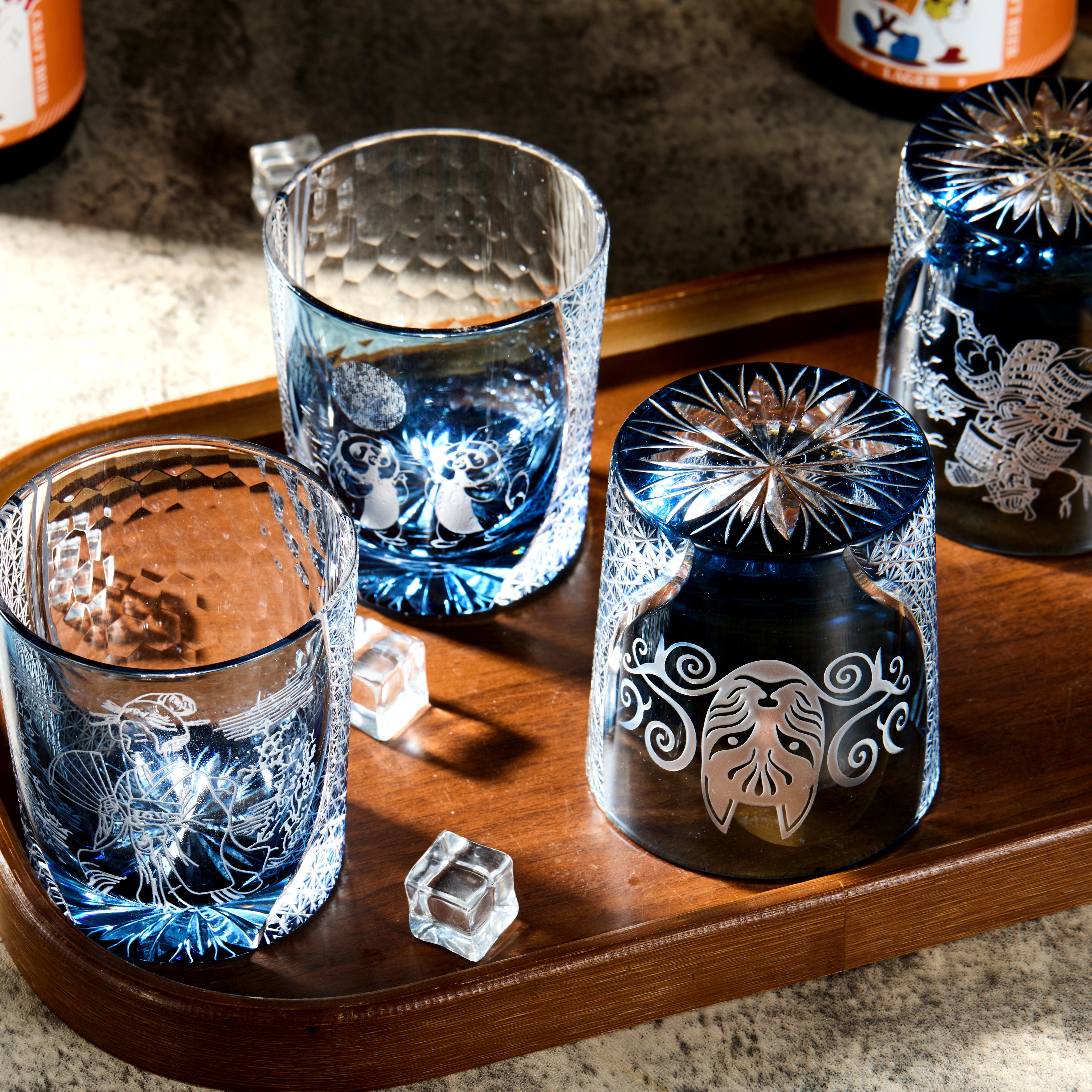 Edo Kiriko Handcrafted Aoi Monogatari Whisky Glass Collection