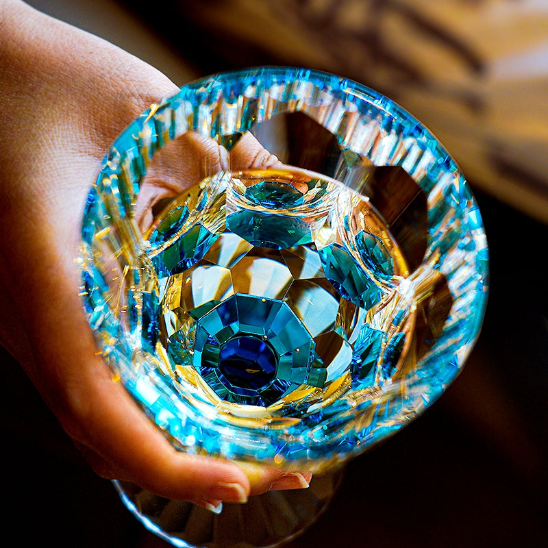 Edo Kiriko Handcrafted Crystal Prism Wine Glass