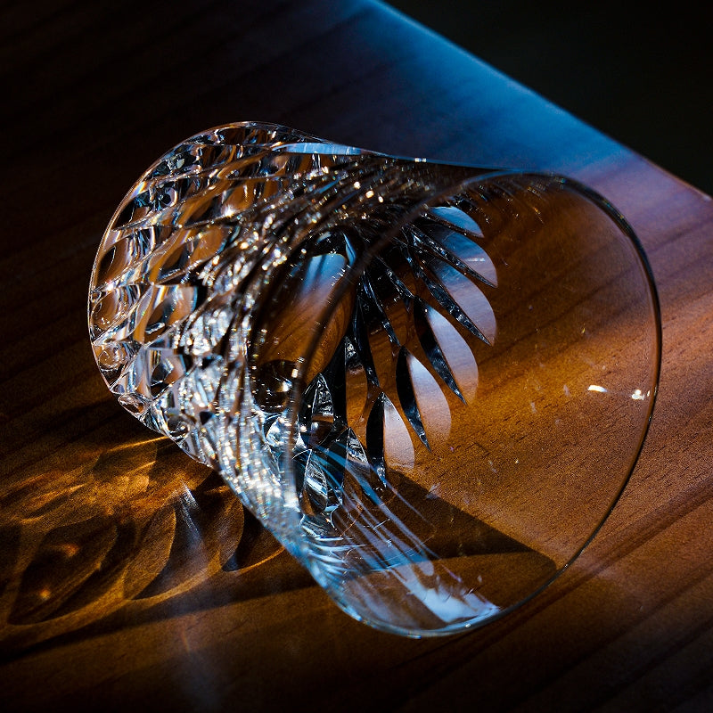 Edo Kiriko Handcrafted Tenshi no Tsubasa Whisky Glass With Wooden Box