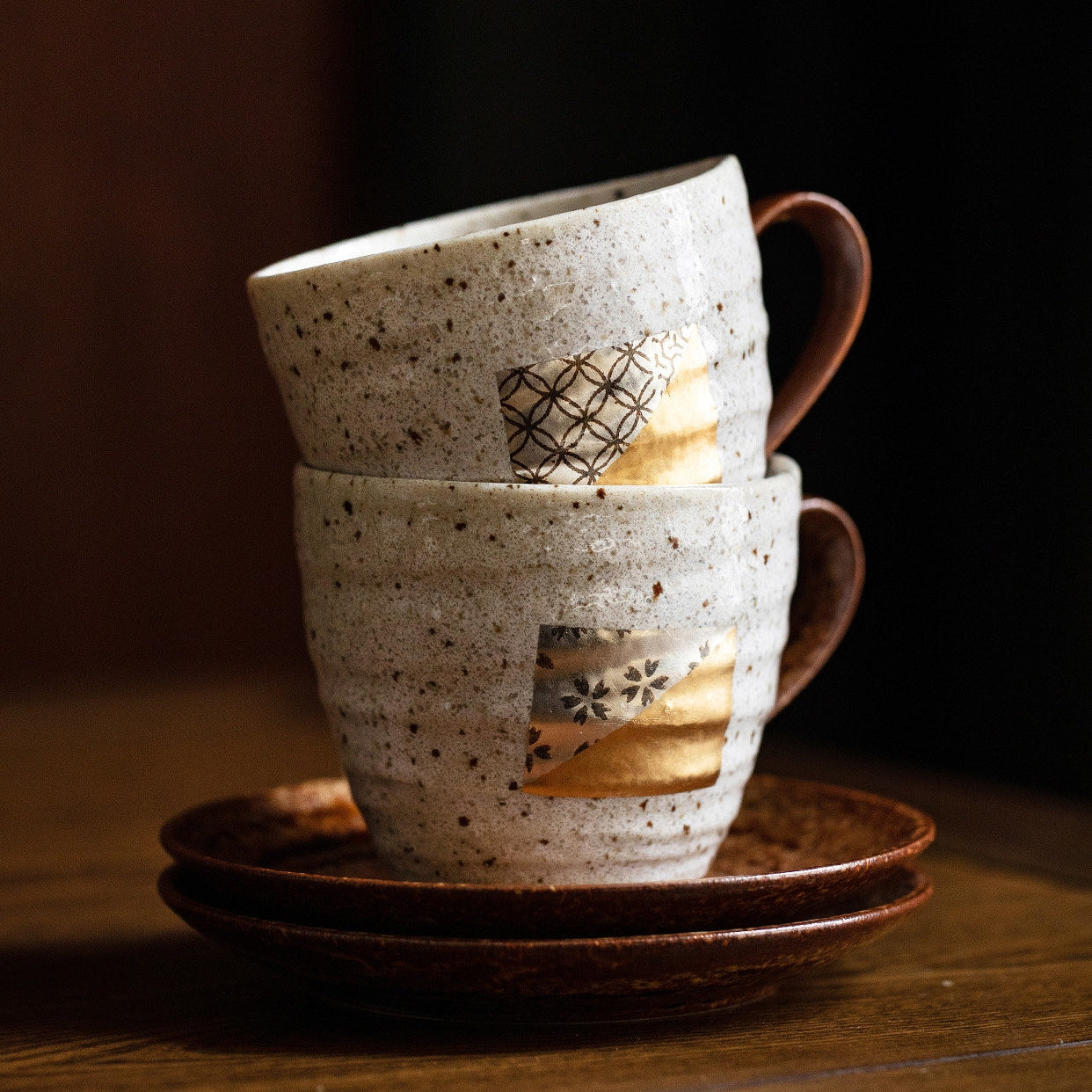 Shushi Gold And Silver Foil Ceramic Mug Pair