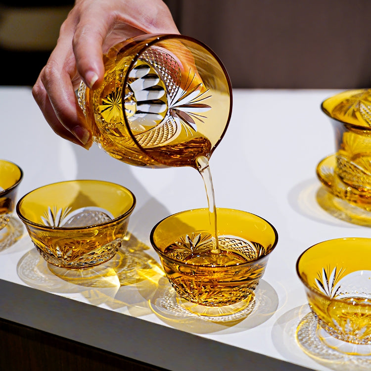 Amber Chrysanthemum Handcrafted Tea Set