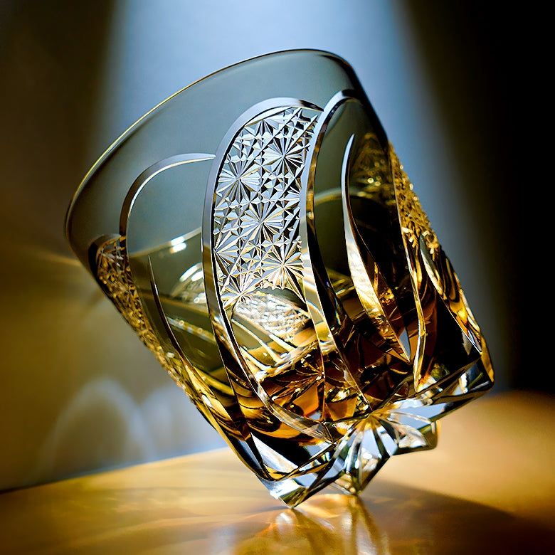 Edo Kiriko Handcrafted Shadow Luminary Whisky Glass With Wooden Box