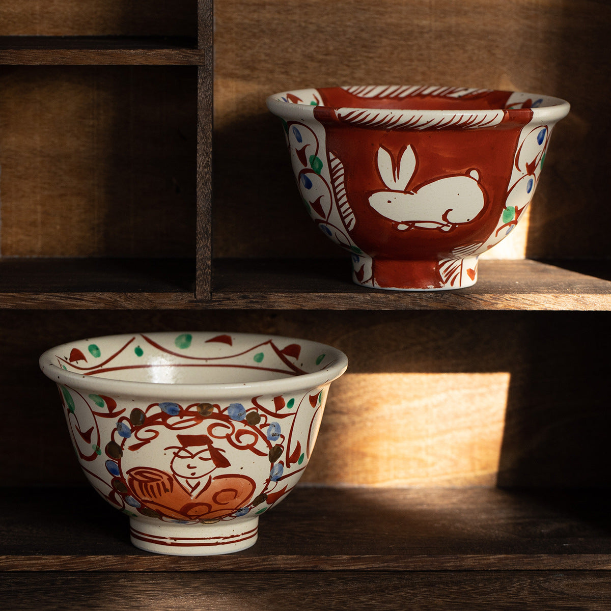 Seto Ware Handcrafted Akae Ceramic Rice Bowl Collection