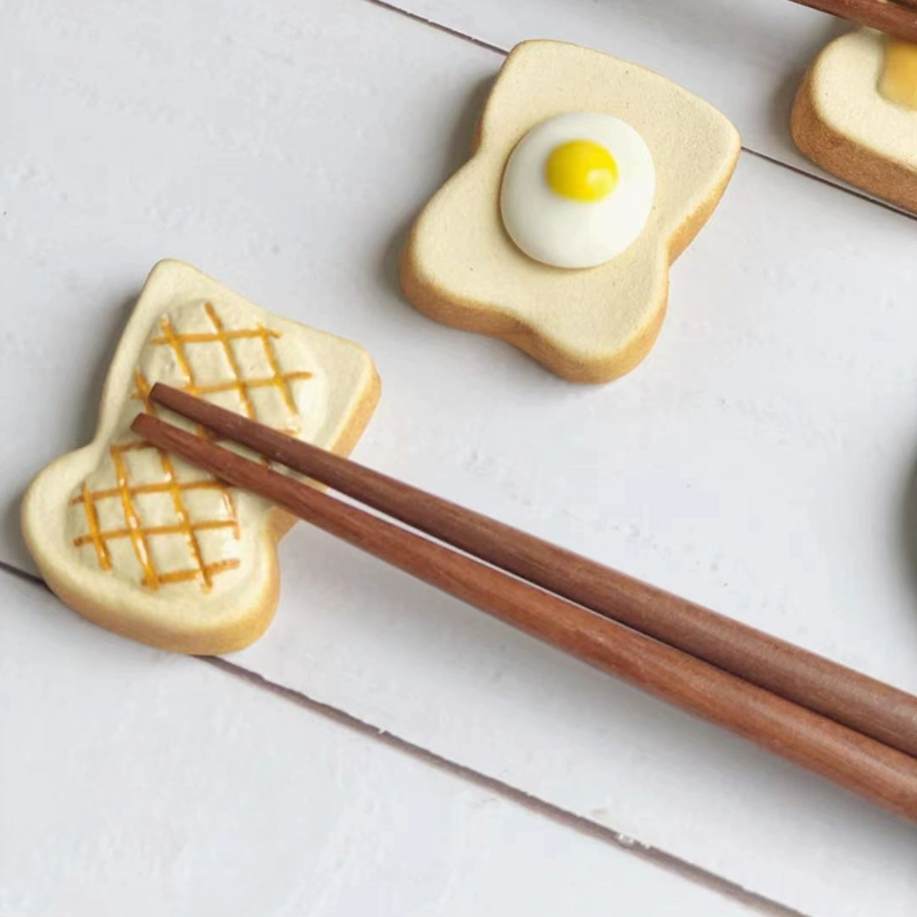 Mino Ware Handcrafted Ceramic Food-Themed Chopstick Rests Set