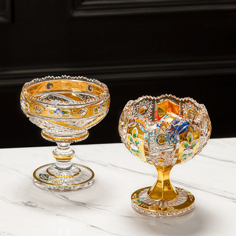 Bohemian Crystal Gilded Enamel Candy Bowl And Dish Collection