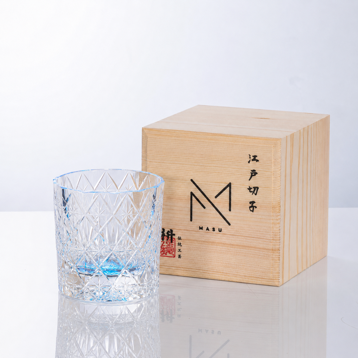 Edo Kiriko Handcrafted Hoshikage Iridescent Crystal Whisky Glass With Wooden Box
