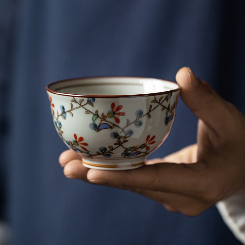 Hatsuichi Arita Ware Nishiki Kusabana Ceramic Teacup Set of Five