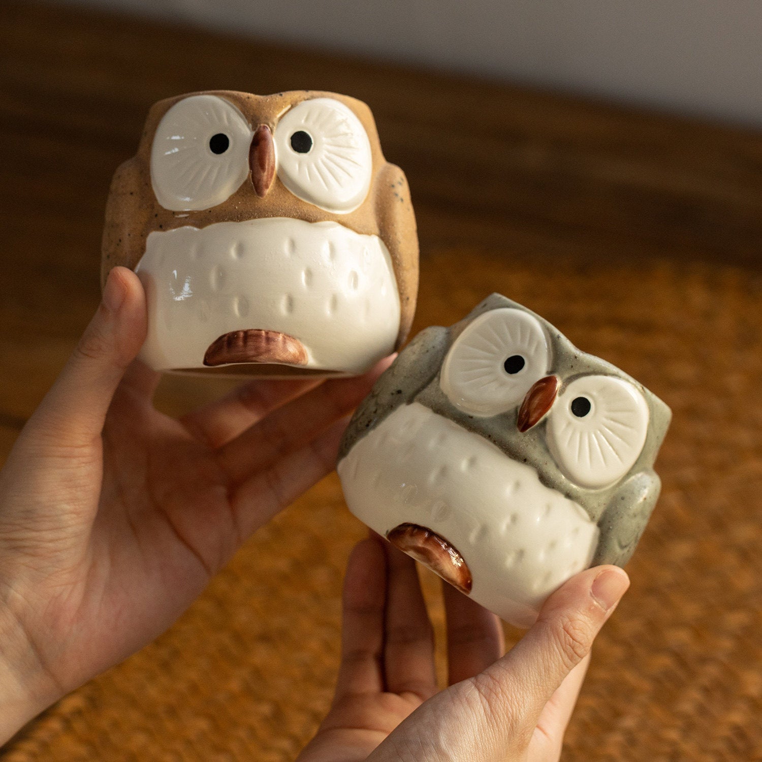 Mino Ware Fukuro Rustic Ceramic Owl Mug Collection