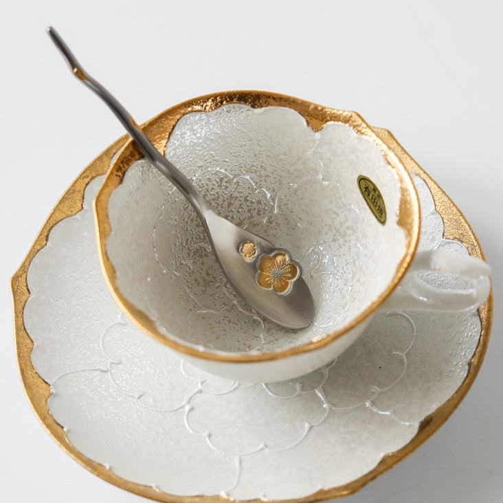 Japanese Sakura Stainless Steel Dessert Spoon and Fork Collection