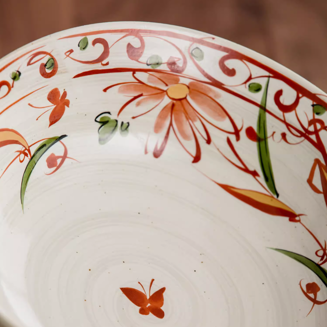 Minoware Akae Red Blossom Butterfly Dish Collection