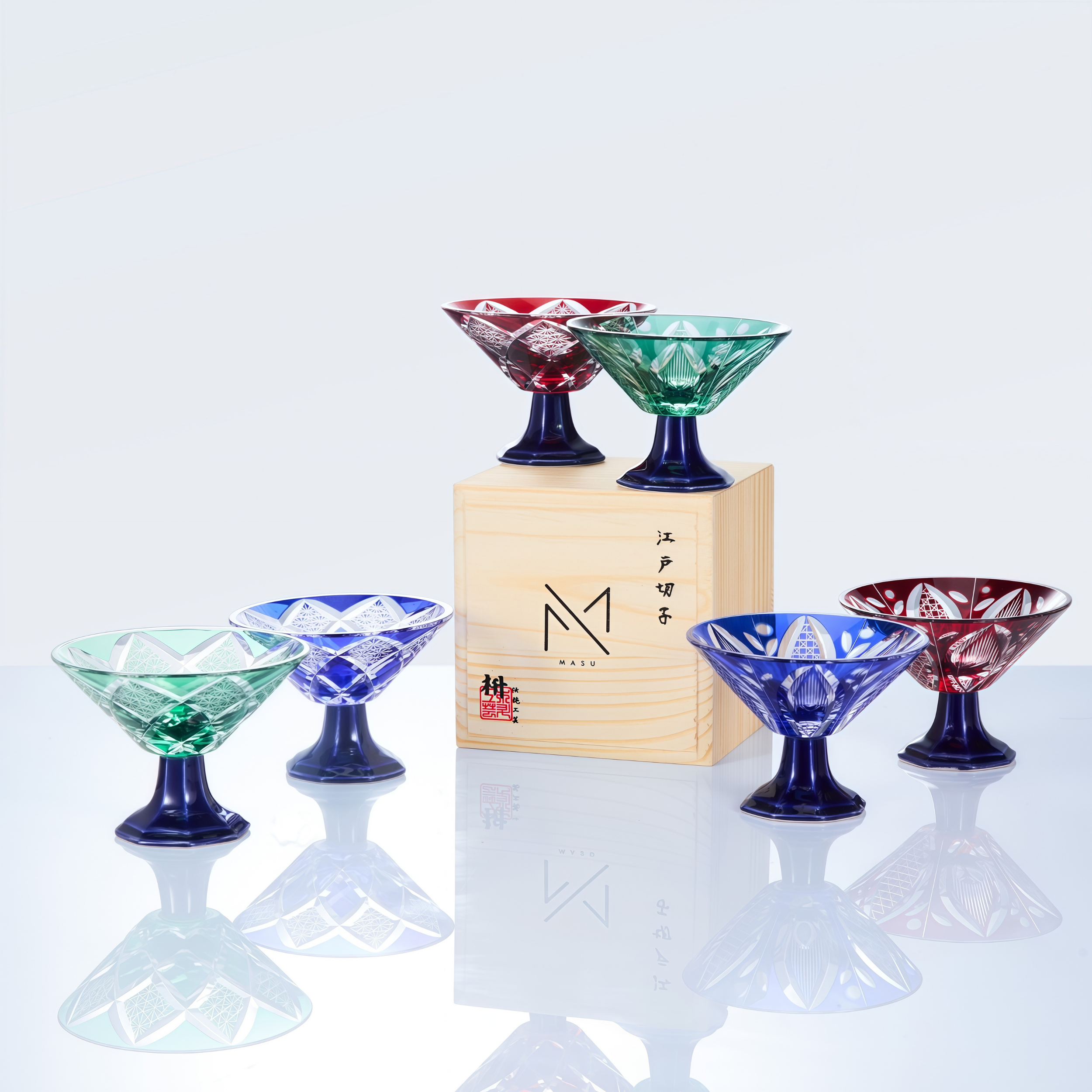 Edo Kiriko Handcrafted Karyu Sake Glass Collection