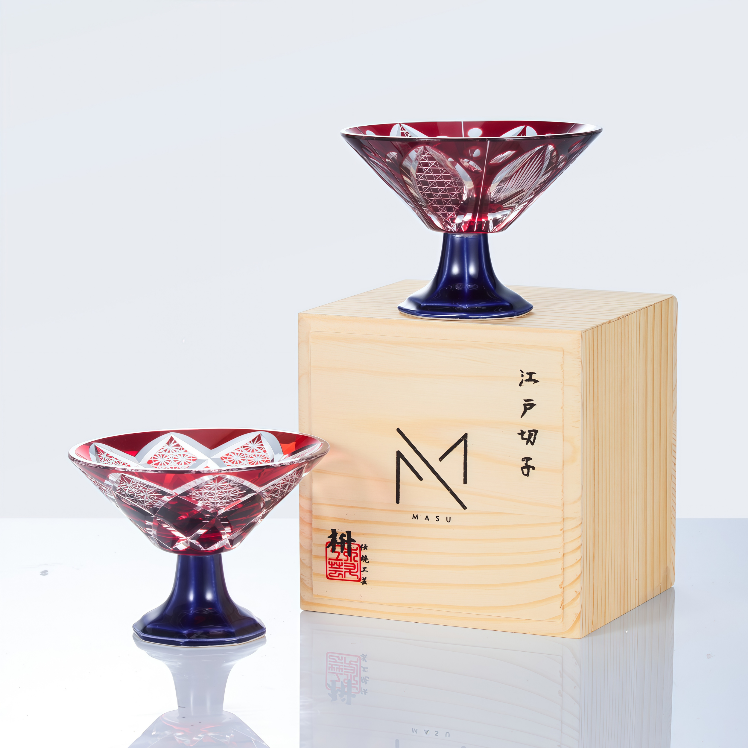 Edo Kiriko Handcrafted Karyu Sake Glass Collection