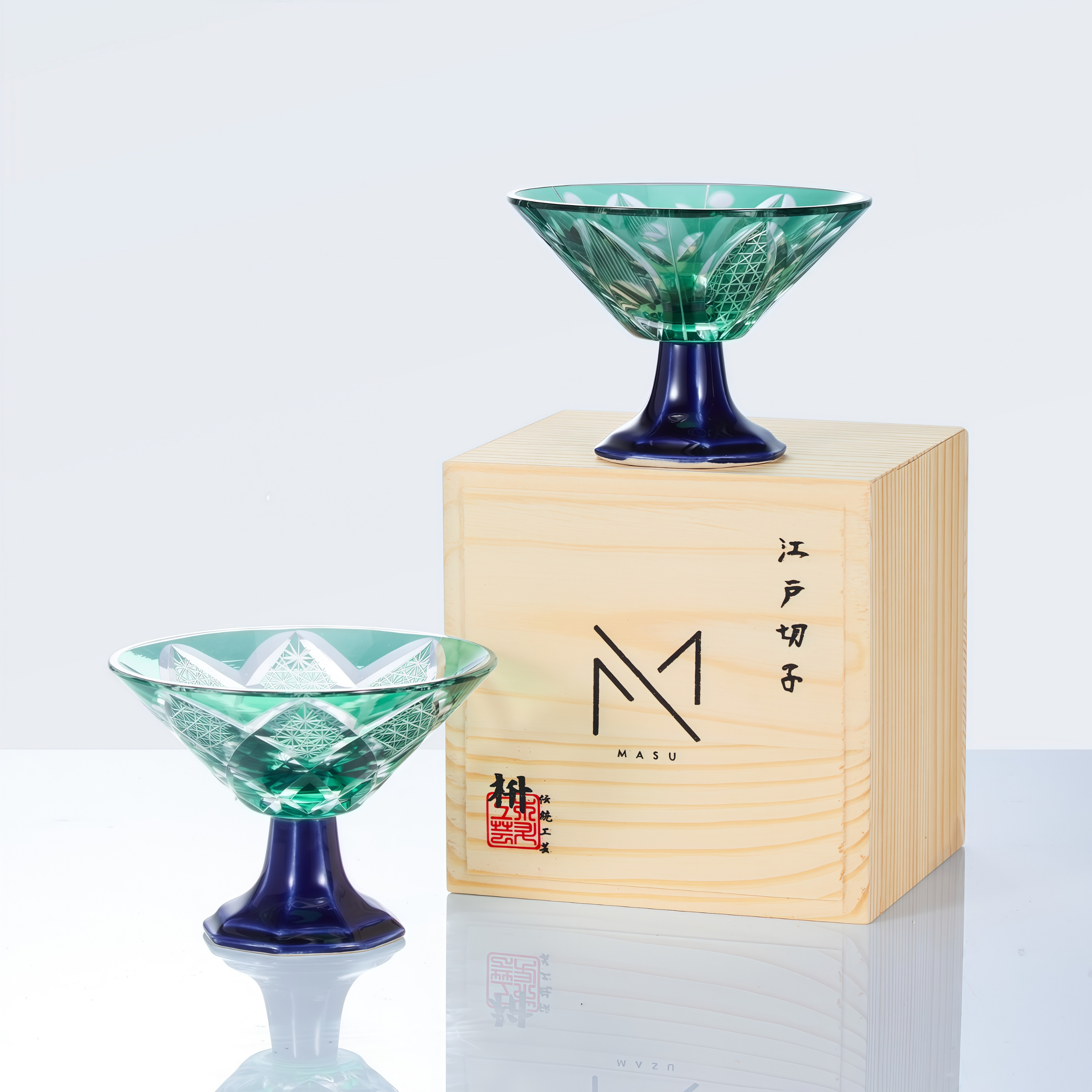 Edo Kiriko Handcrafted Karyu Sake Glass Collection