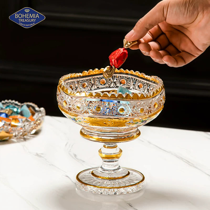 Bohemian Crystal Gilded Enamel Candy Bowl And Dish Collection