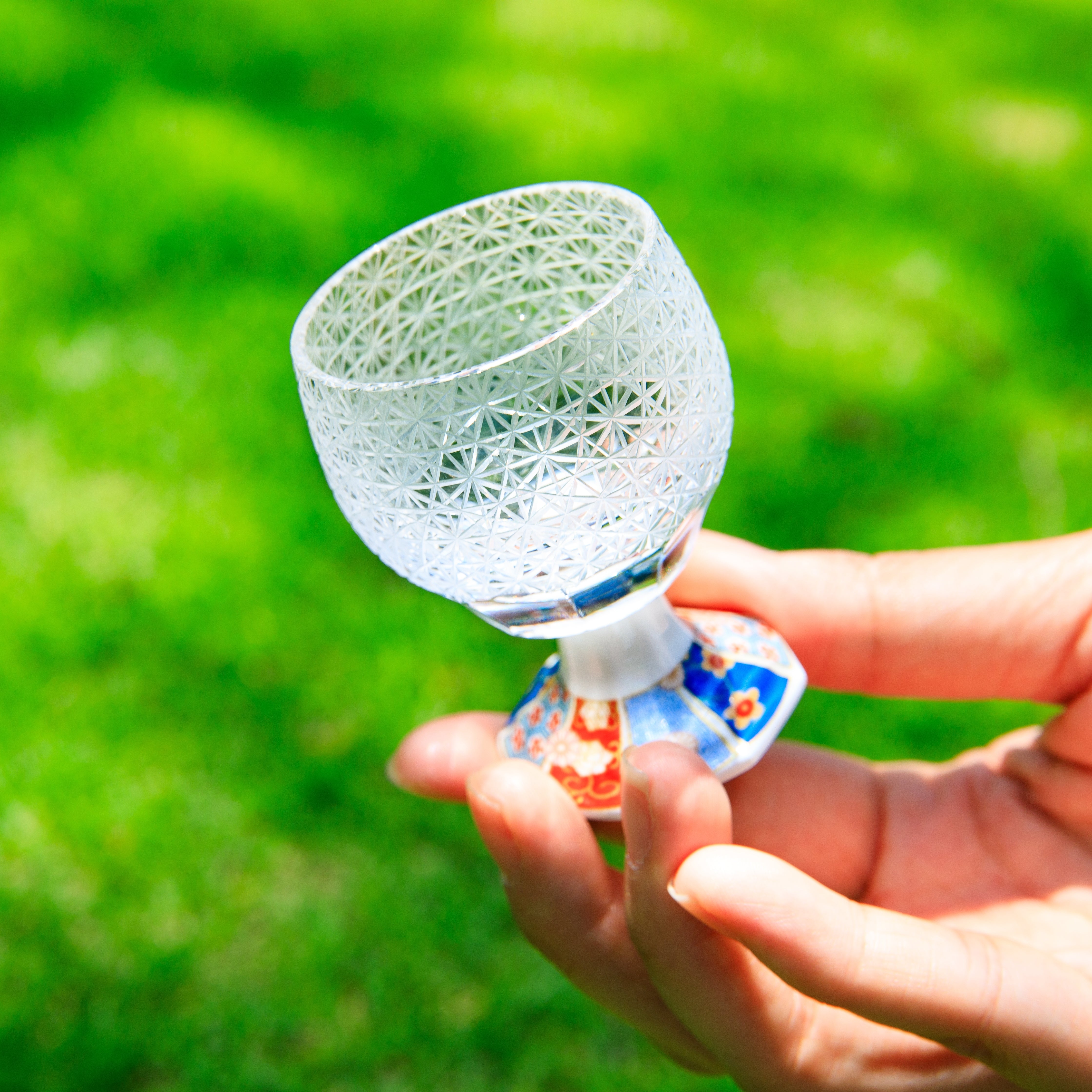 Edo Kiriko Handcrafted Kazaridai Goblet Glass Collection