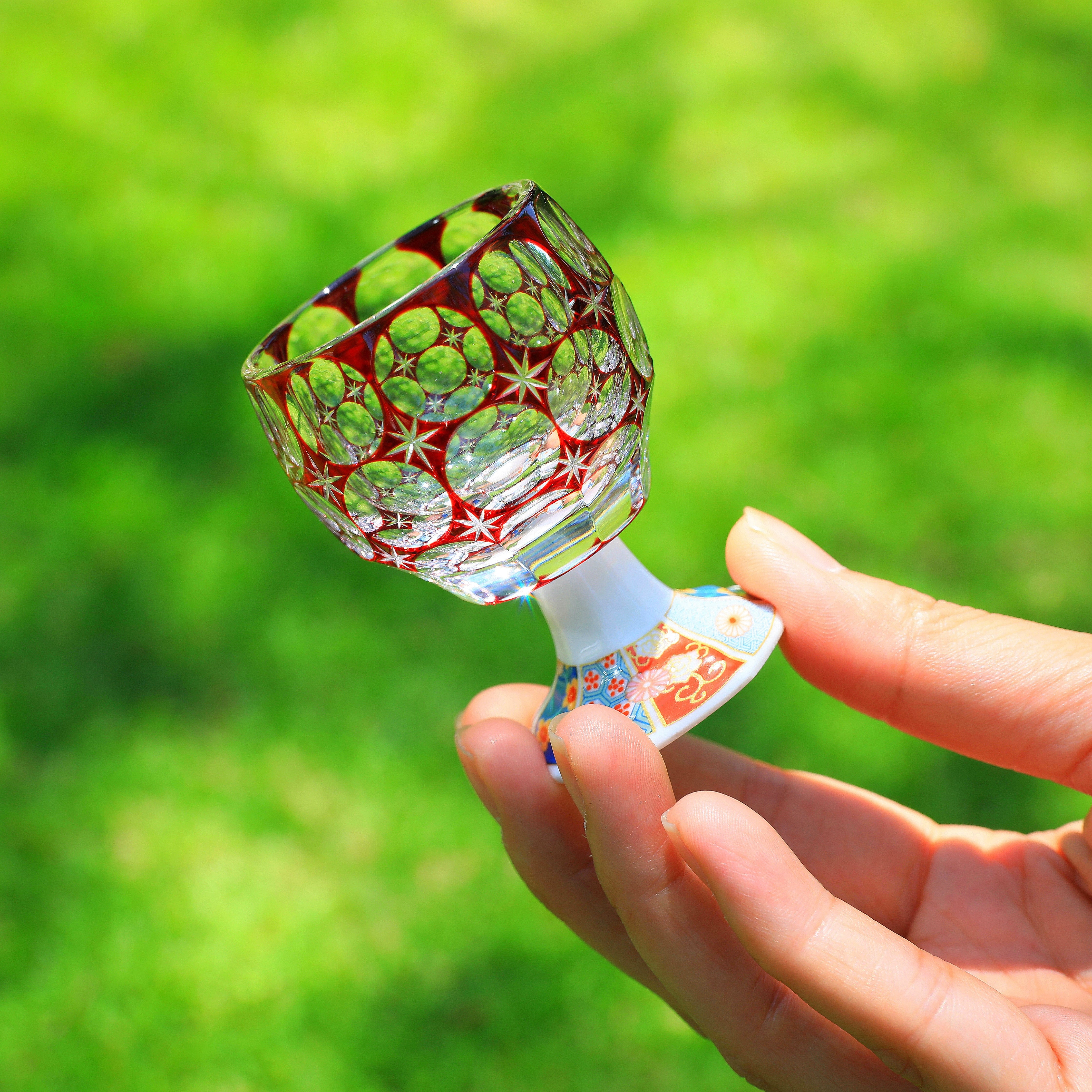 Edo Kiriko Handcrafted Kazaridai Goblet Glass Collection