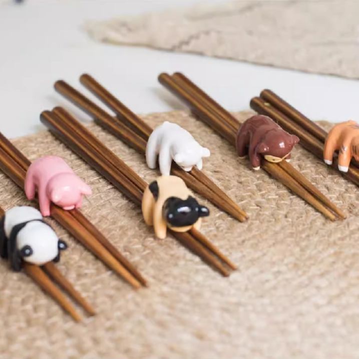 Japanese Handcrafted Animal Series Wooden Children's Chopsticks Set