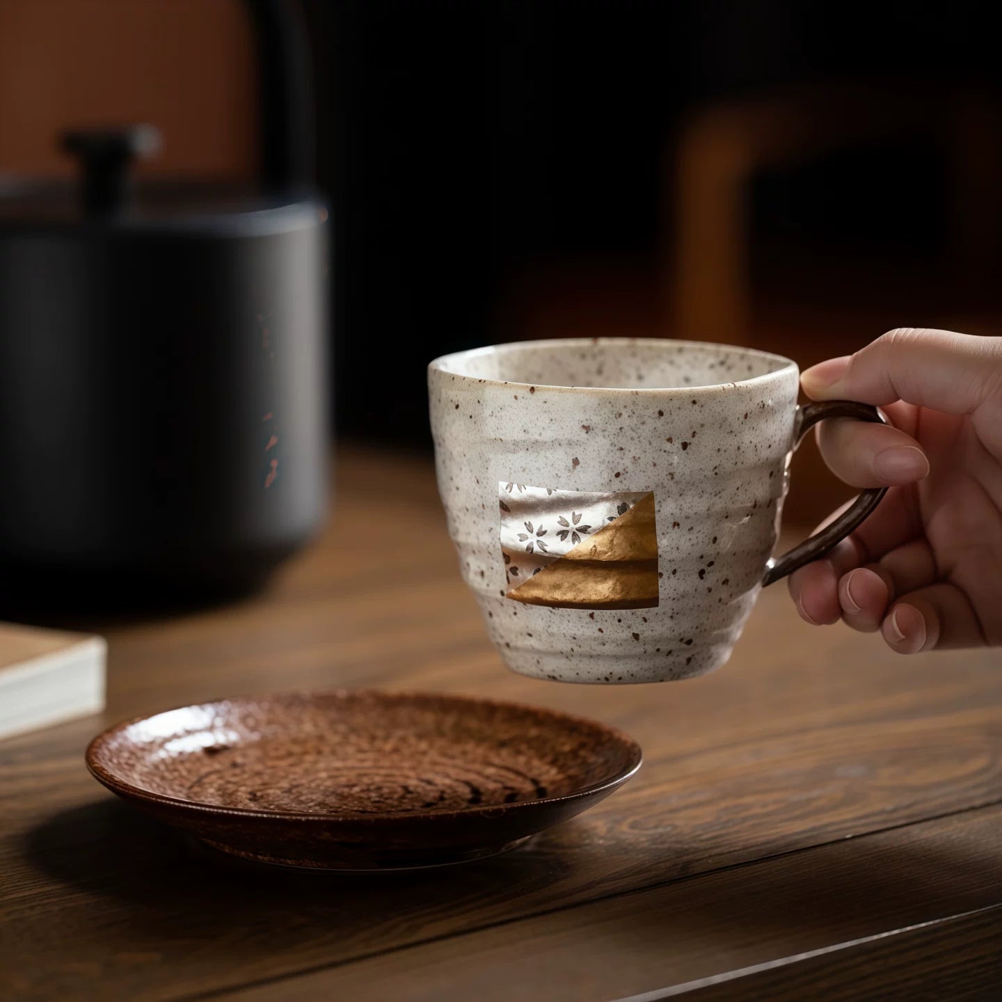 Shushi Gold And Silver Foil Ceramic Mug Pair