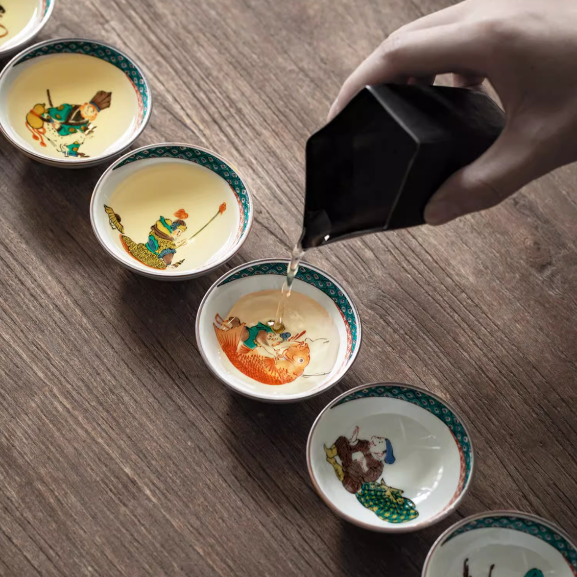 Kutaniyaki Shichifukujin Tea Cup Set