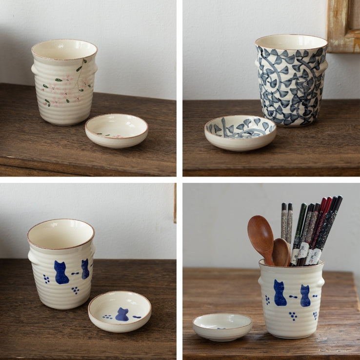 Mino Ware Kisetsu no Kurashi Handcrafted Ceramic Chopstick Holder