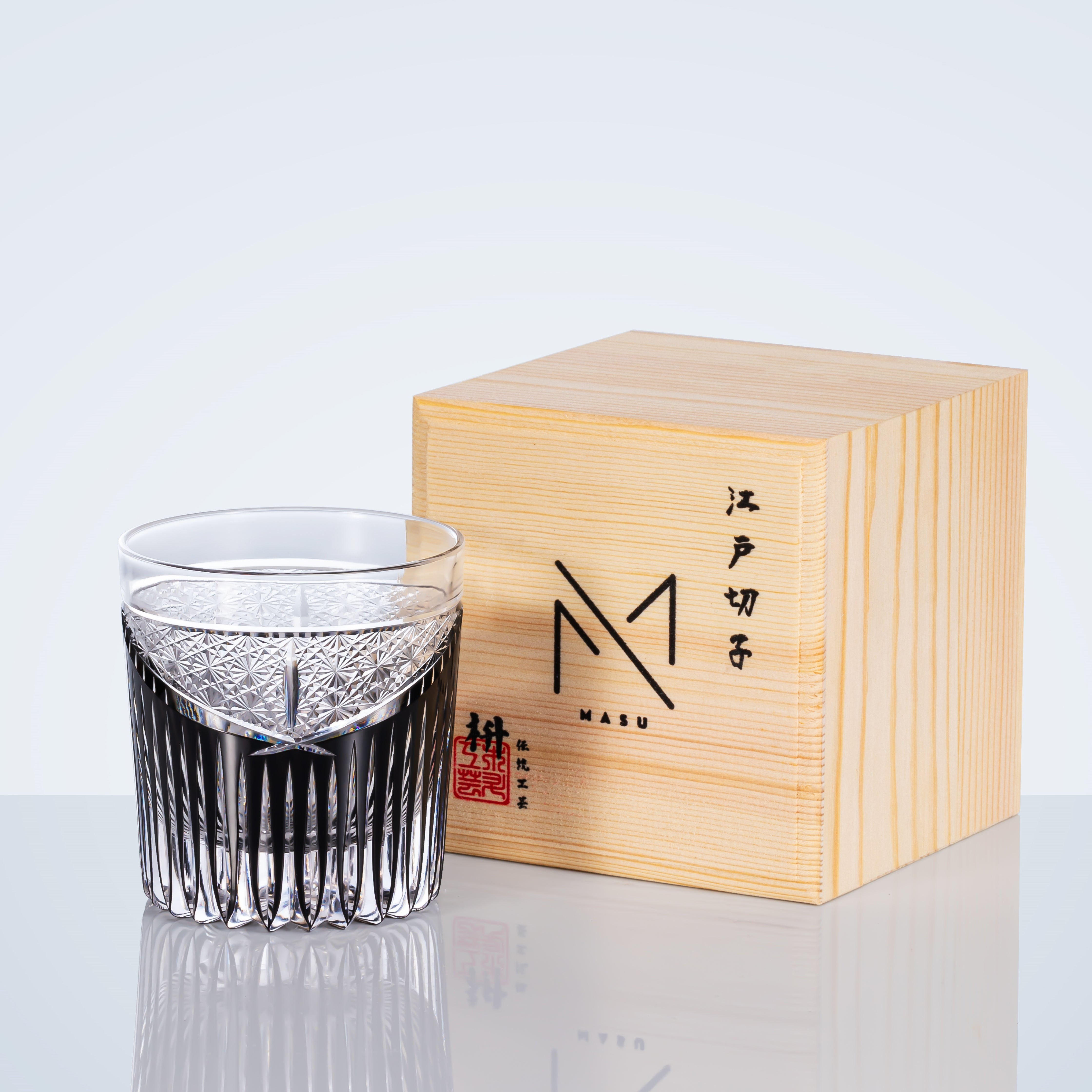 Edo Kiriko Handcrafted Karmic Whisky Glass With Wooden Box