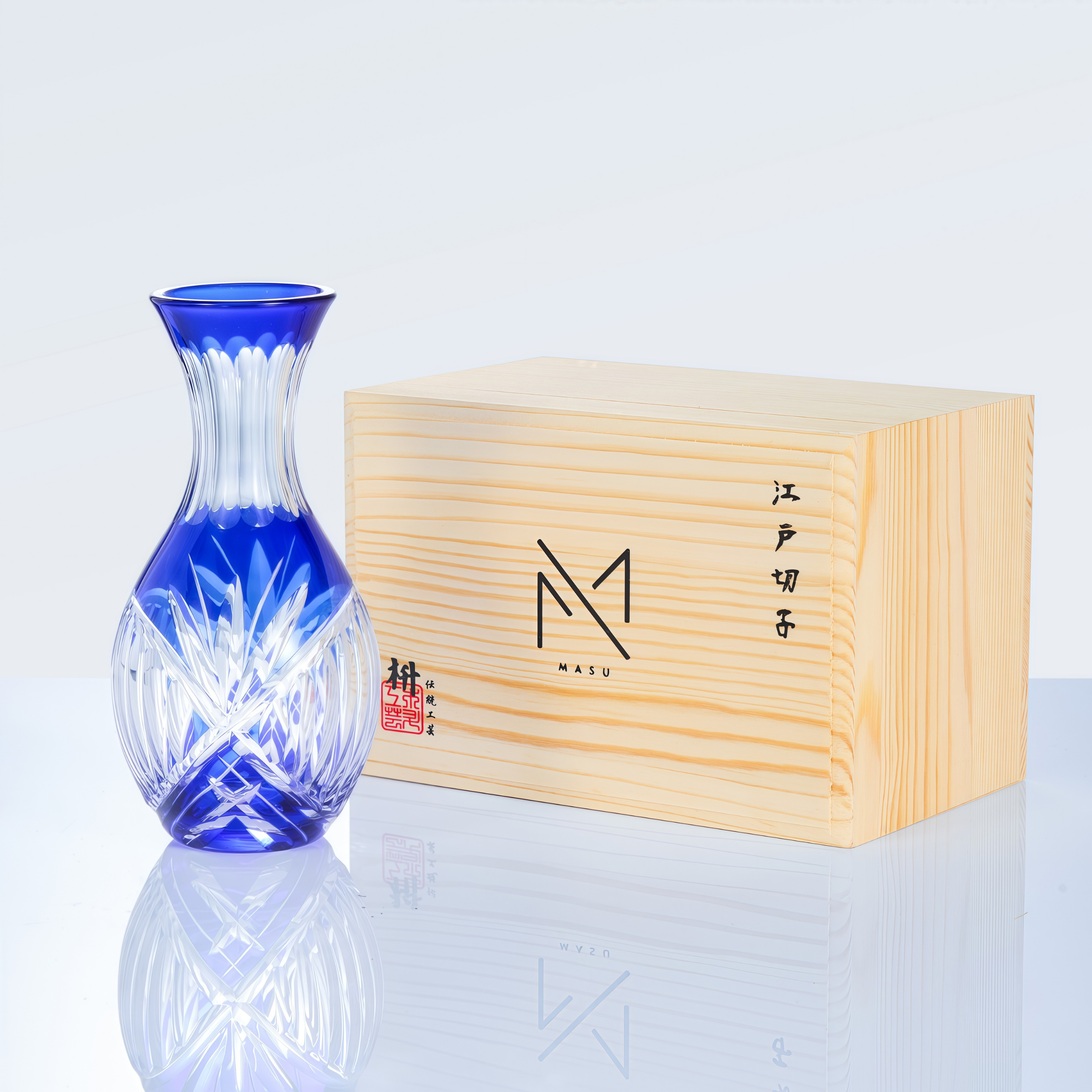 Edo Kiriko Handcrafted Ruri Sake Glass Collection