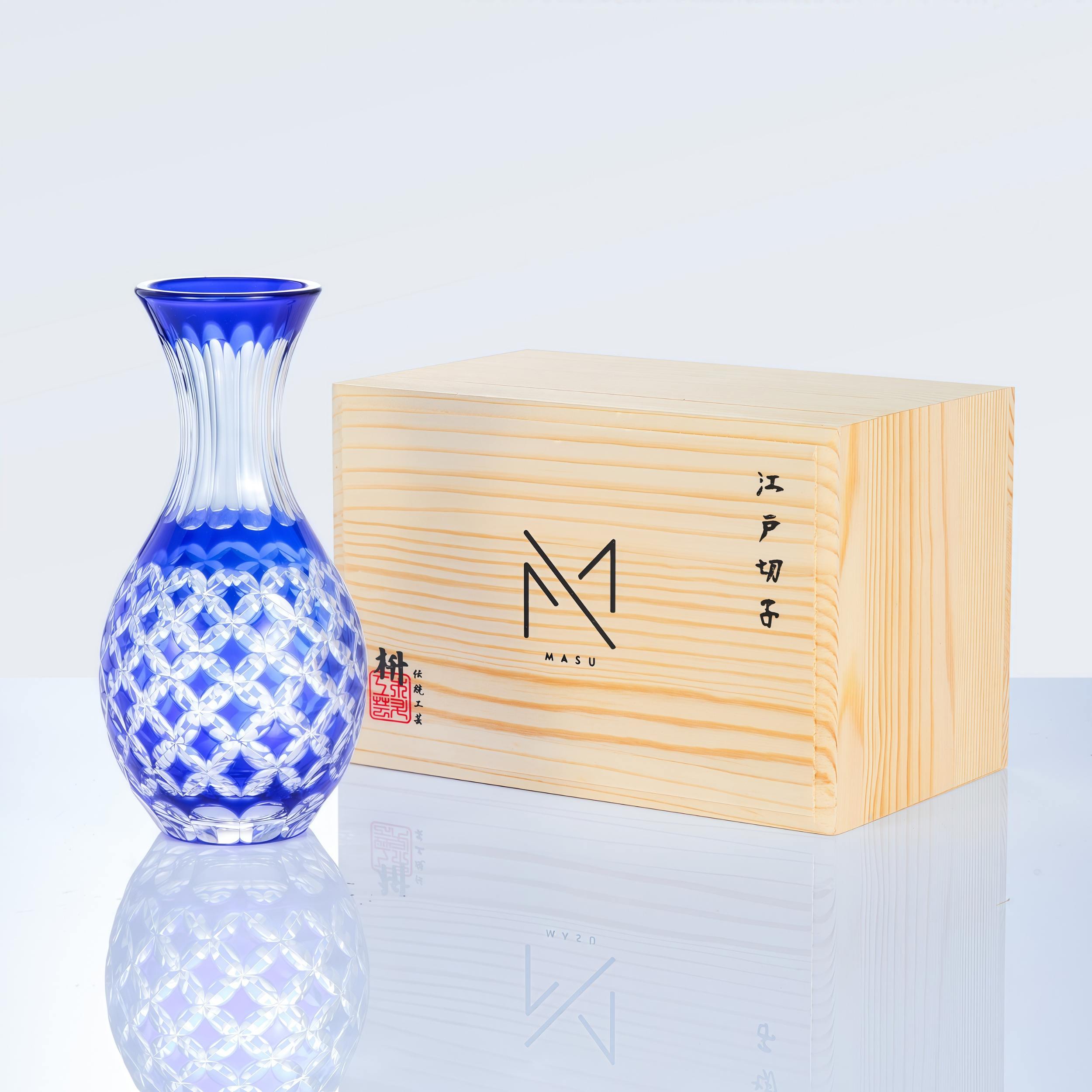 Edo Kiriko Handcrafted Ruri Sake Glass Collection