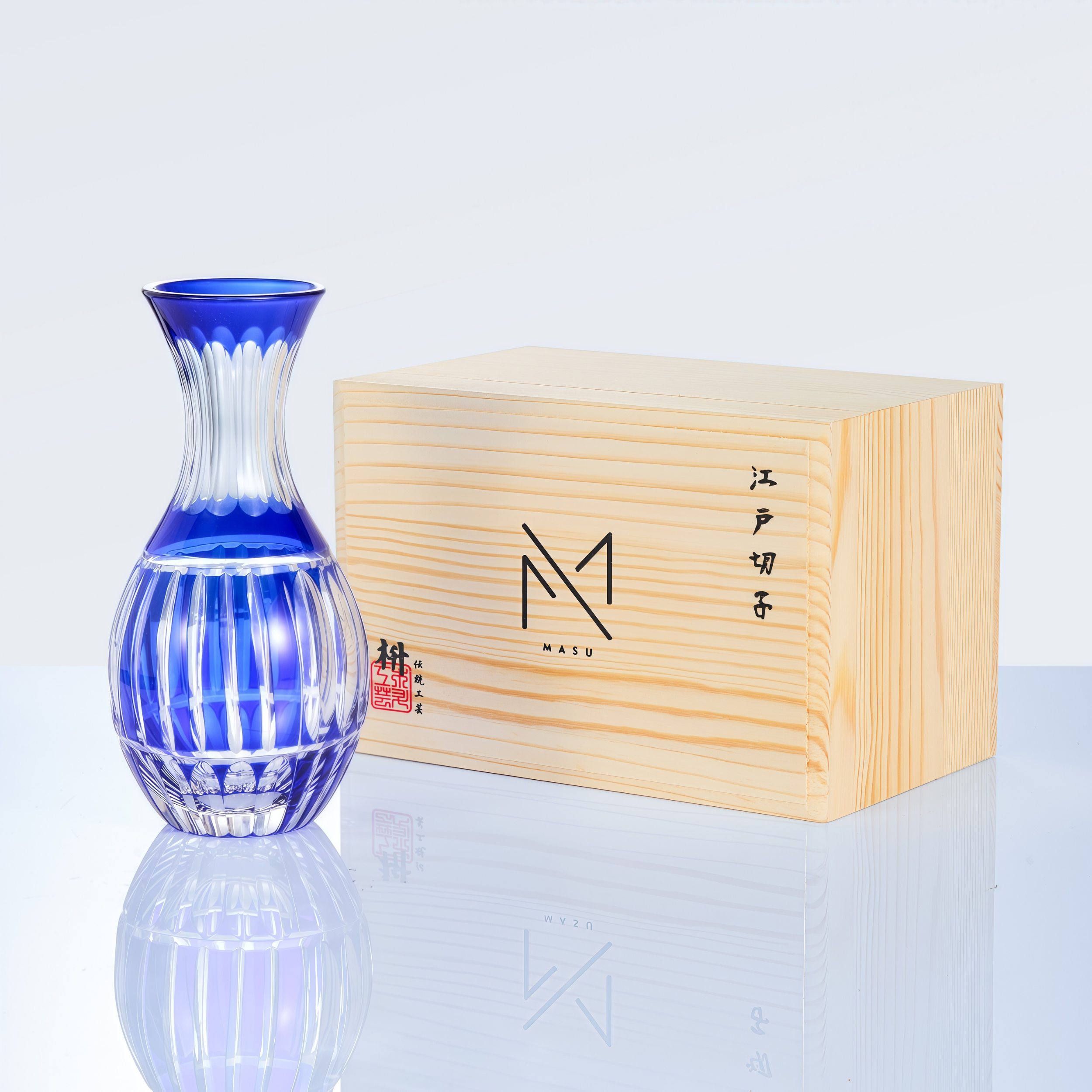 Edo Kiriko Handcrafted Ruri Sake Glass Collection