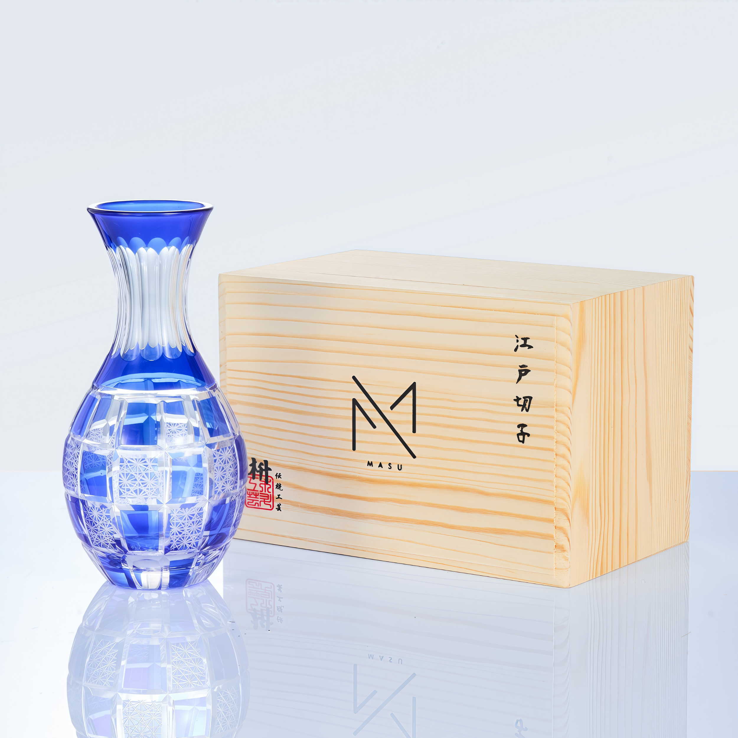 Edo Kiriko Handcrafted Ruri Sake Glass Collection
