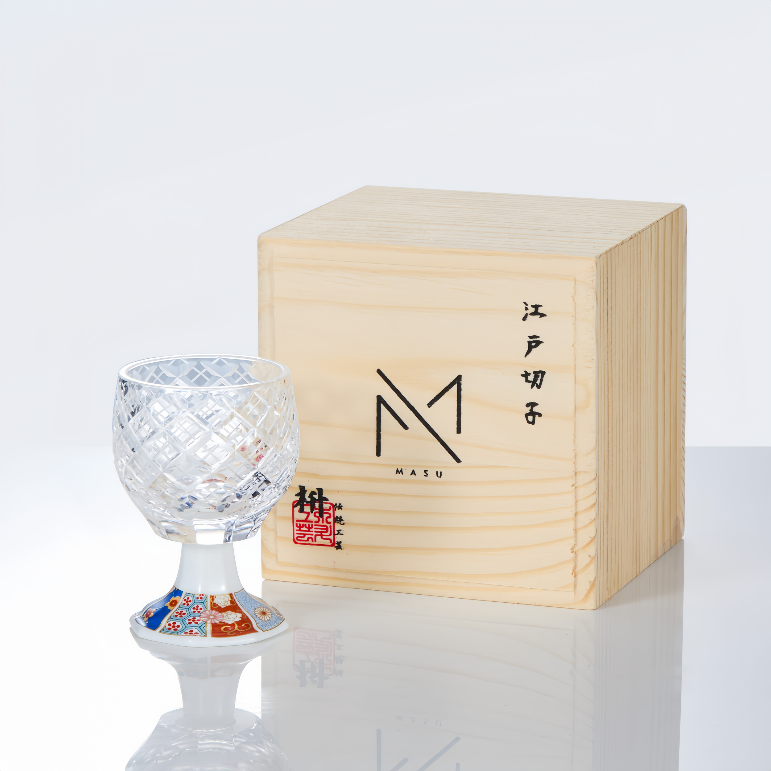 Edo Kiriko Handcrafted Kazaridai Goblet Glass Collection