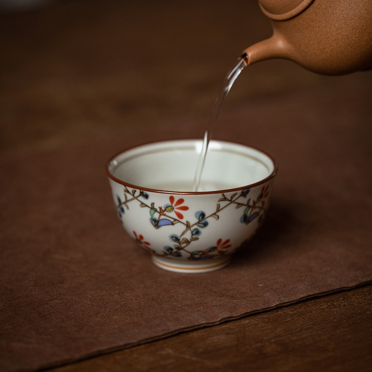 Hatsuichi Arita Ware Nishiki Kusabana Ceramic Teacup Set of Five