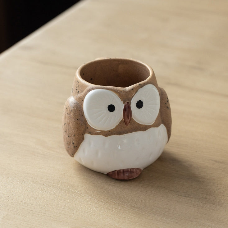 Mino Ware Fukuro Rustic Ceramic Owl Mug Collection