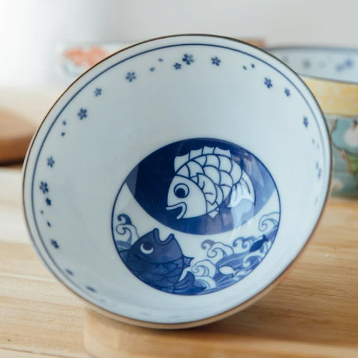 Mino Ware Engimono Ceramic Rice Bowl Collection