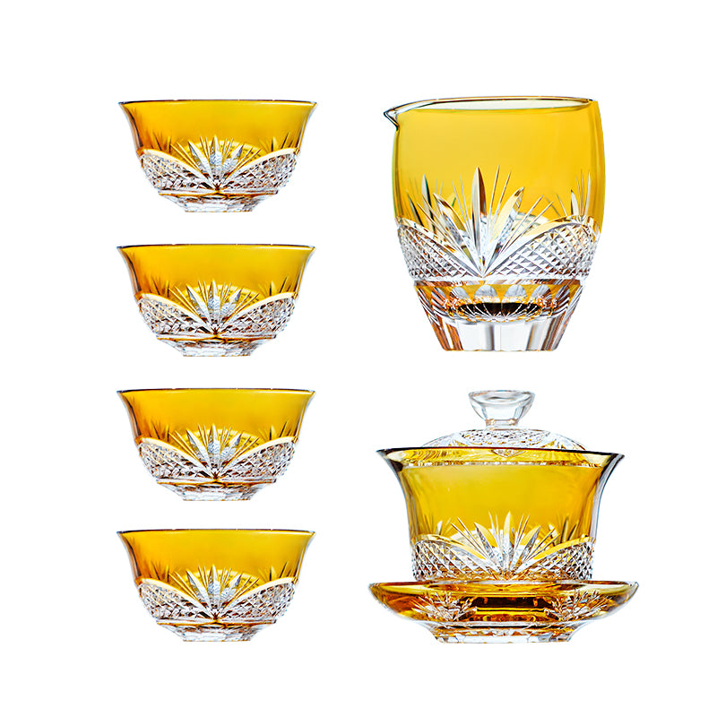 Amber Chrysanthemum Handcrafted Tea Set