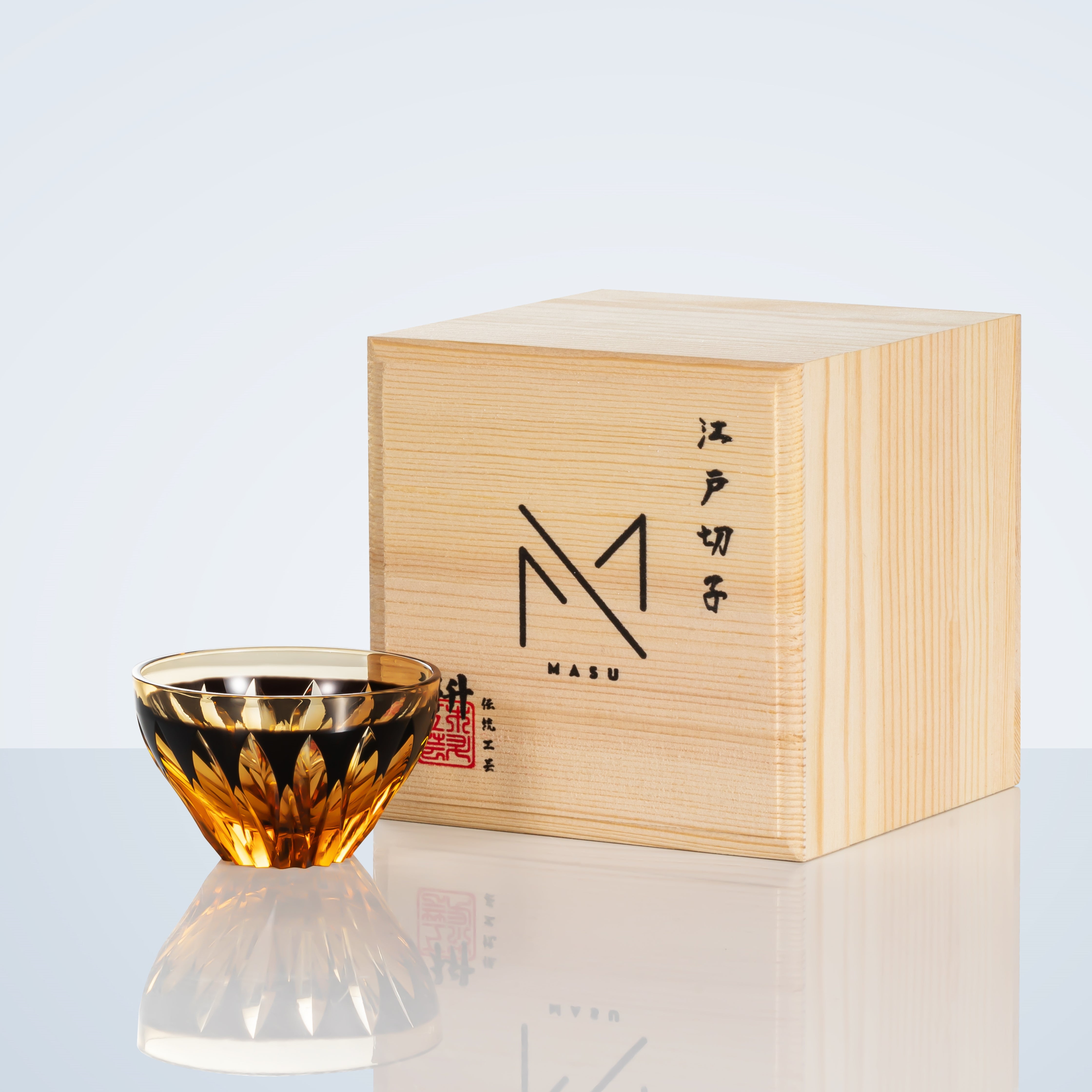 Edo Kiriko Handcrafted Lotus Glass With Wooden Box