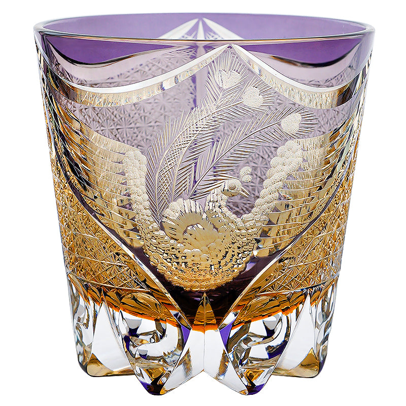Edo Kiriko Handcrafted Dancing Phoenix Whisky Glass With Wooden Box