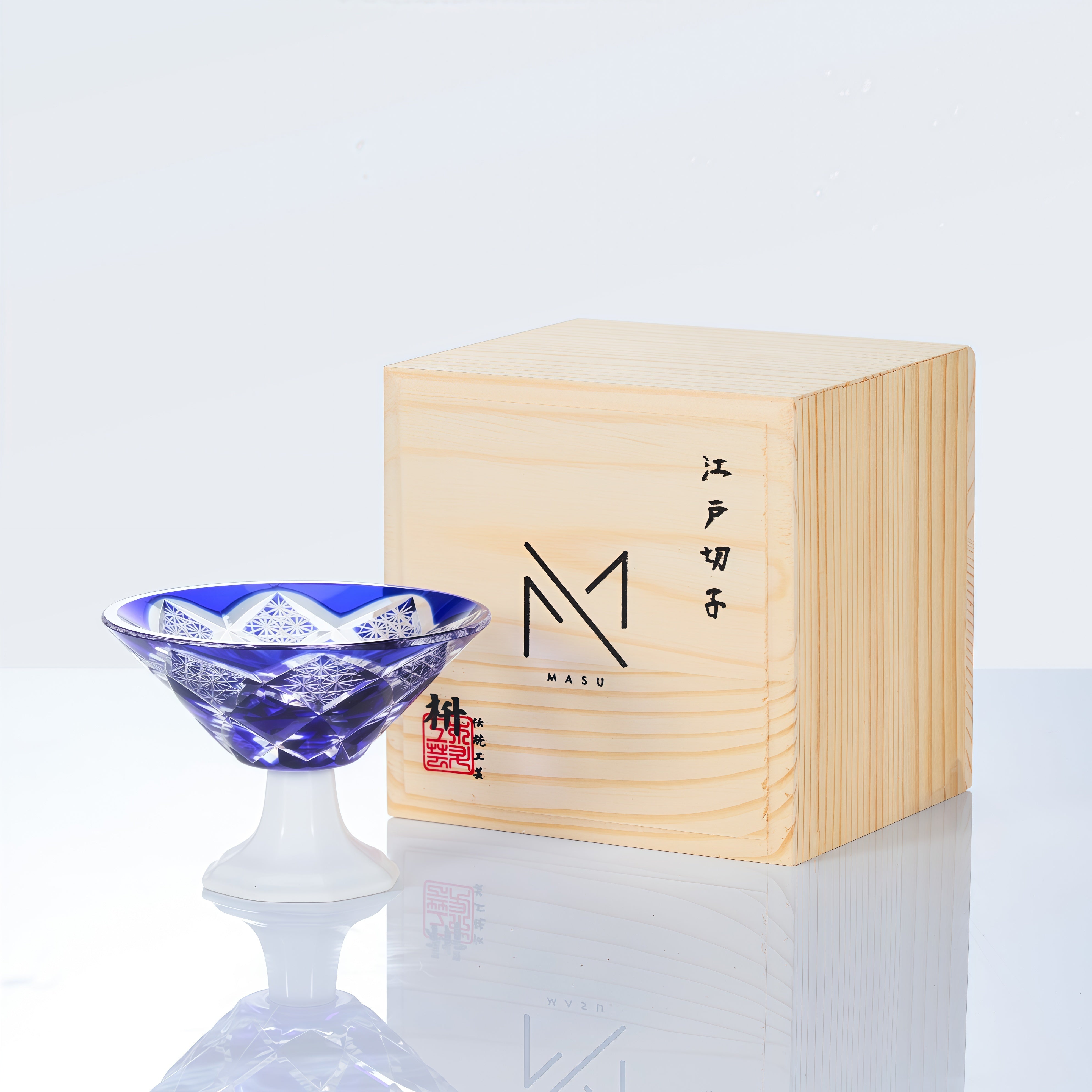 Edo Kiriko Handcrafted Kohaku Sake Glass Collection