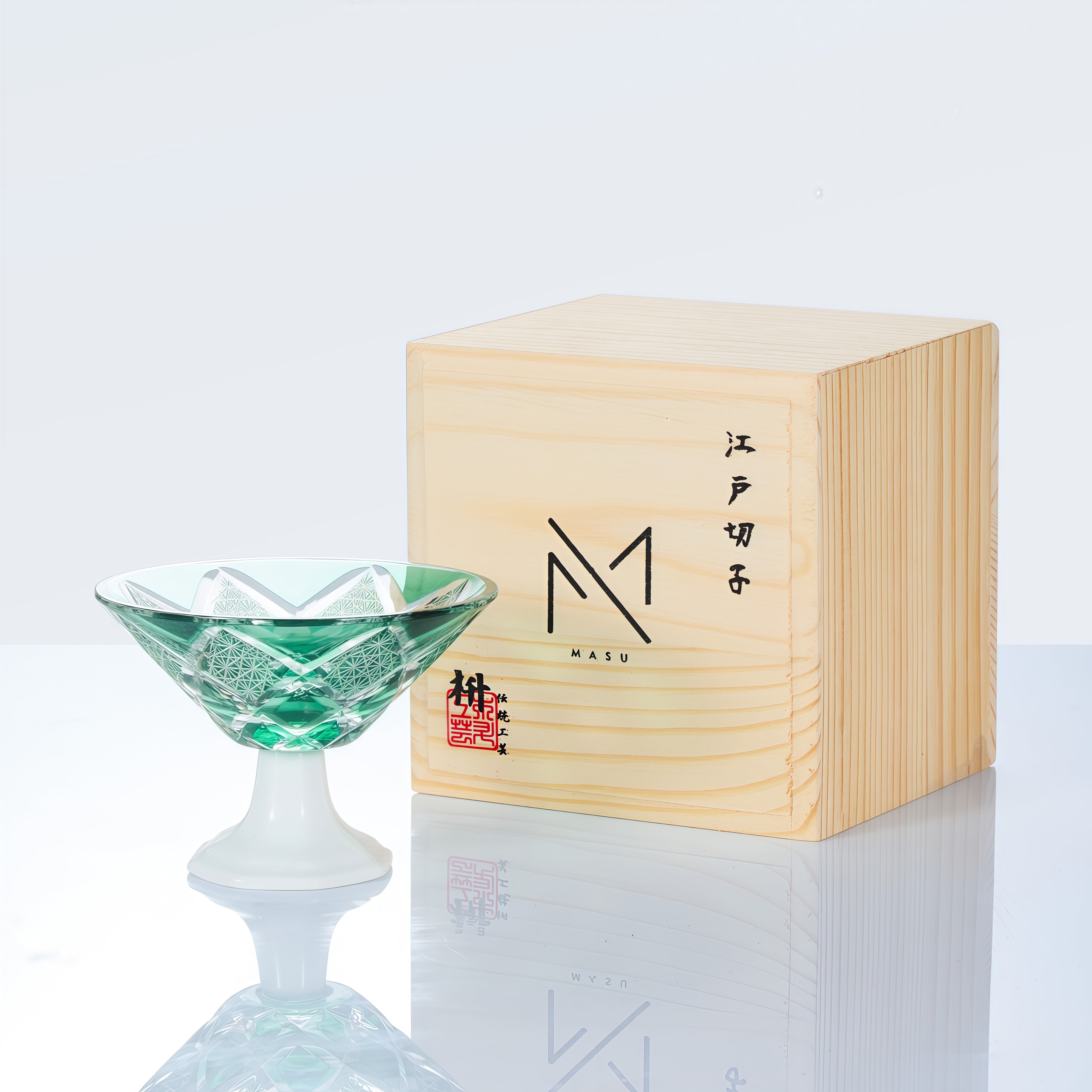 Edo Kiriko Handcrafted Kohaku Sake Glass Collection